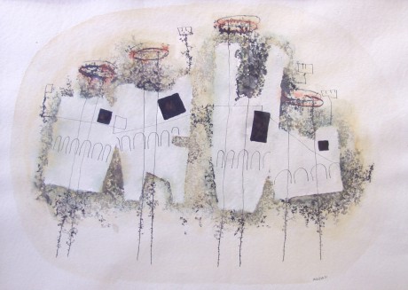 Čtyři svatí, 1977, 33x48, tuš,akvarel