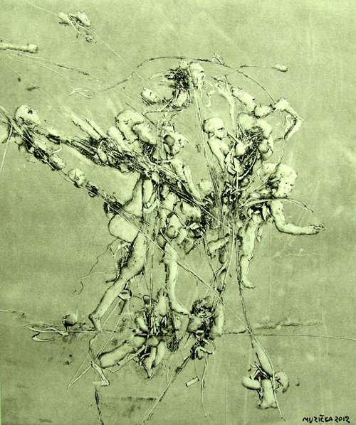 Cyklus Bez páteře-Výčitky 1,2012, 40x33, monotyp