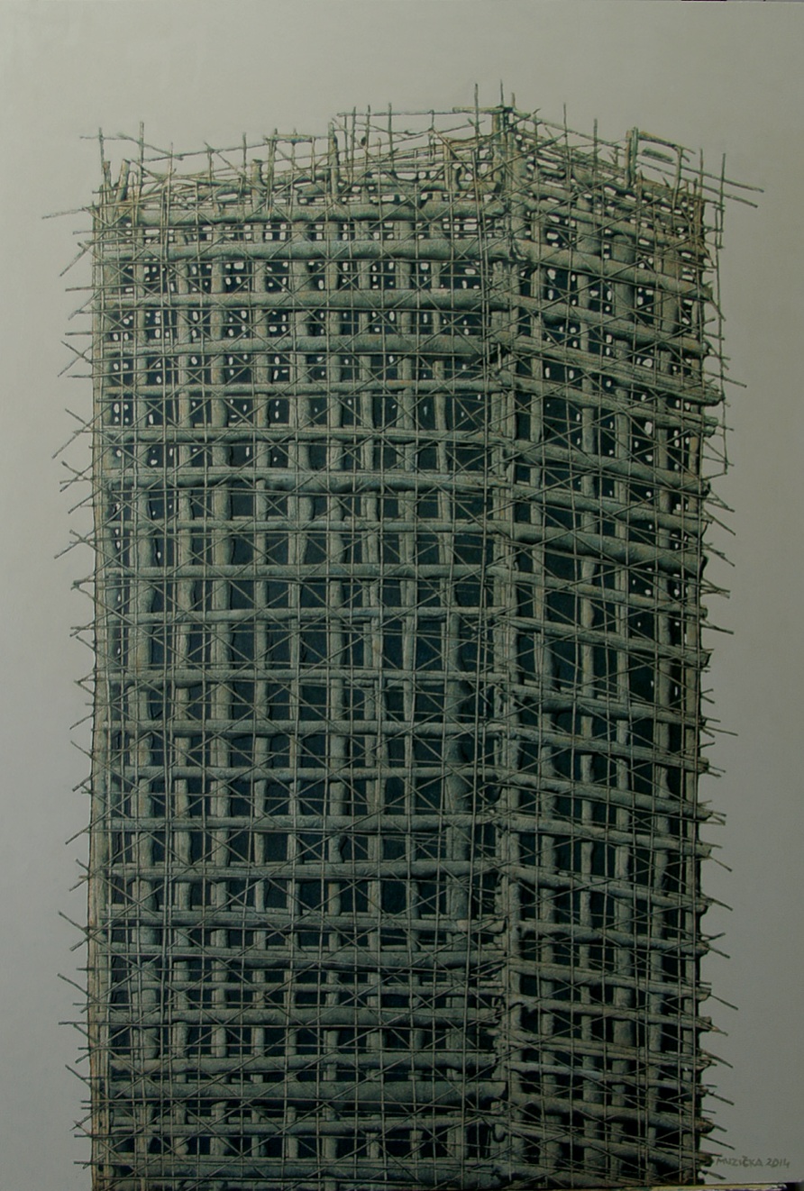 Věž IV, 2014, 81x55, olej sololit