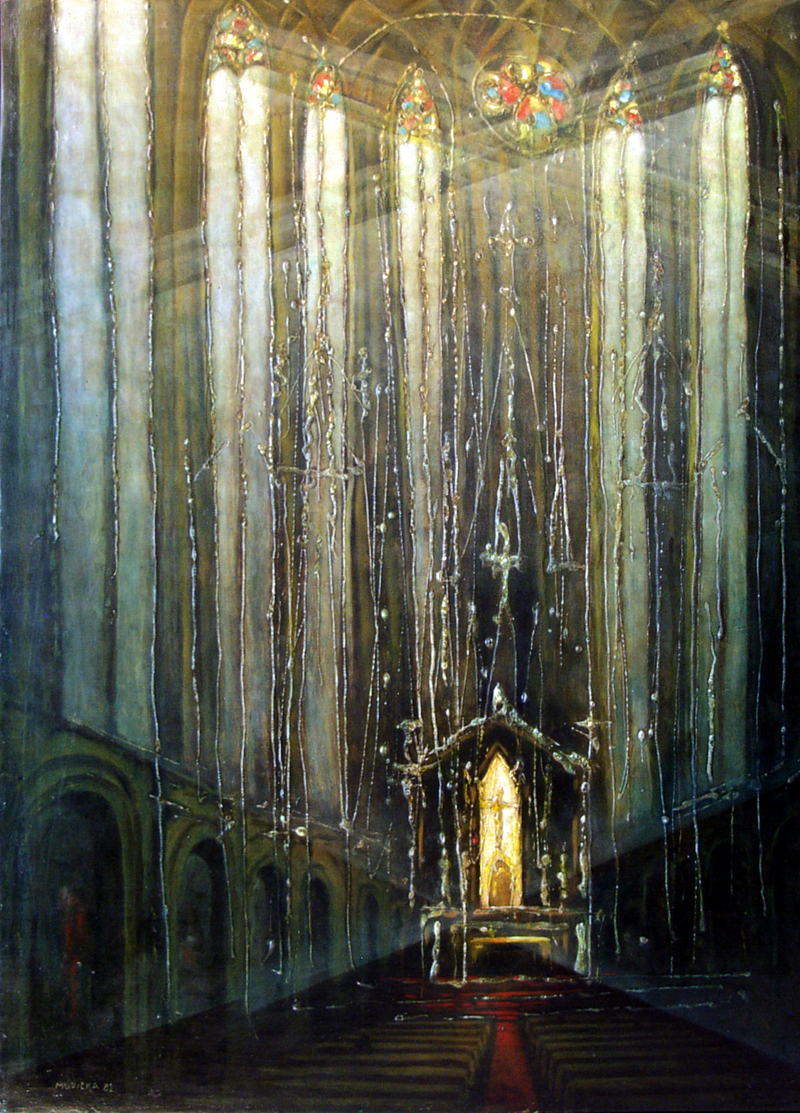 V chrámu  , 1979, 51x75, akryl olej,sololit